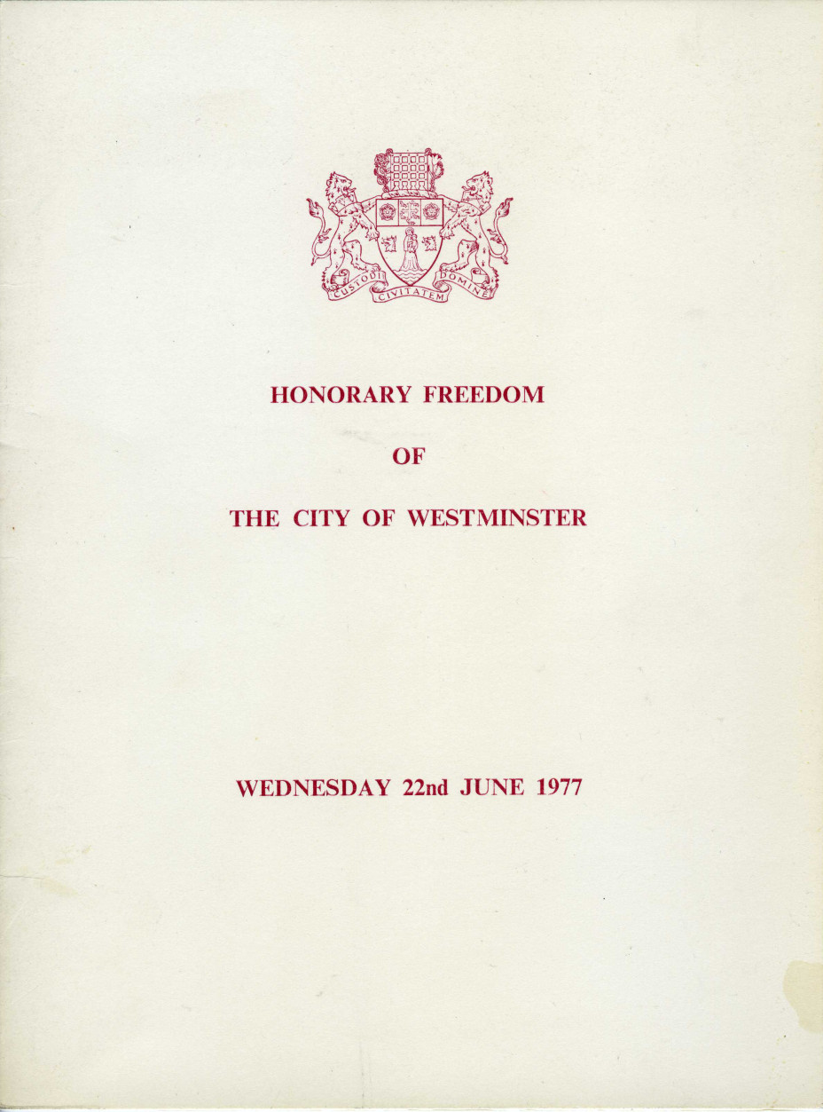 Honourary Freedom to City of Westminster